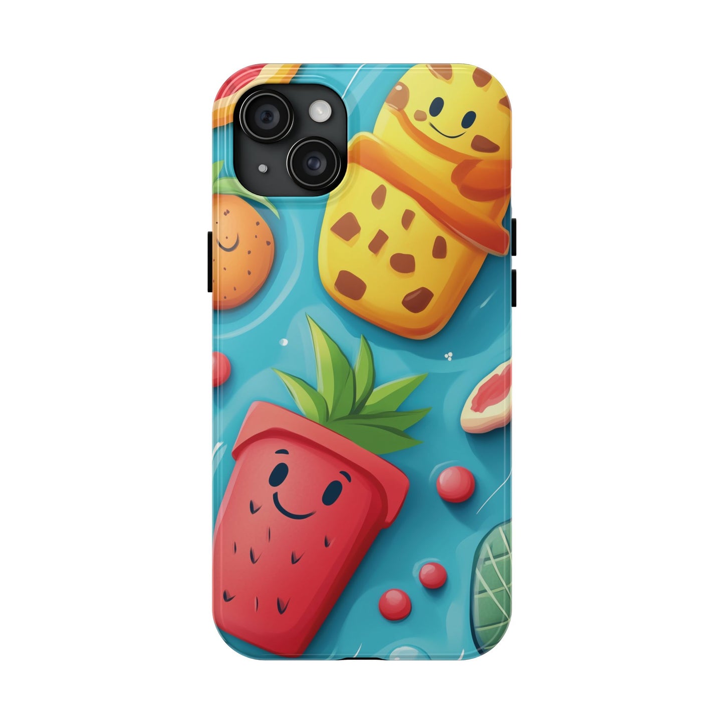Cute Fruit Phone Case with Cartoon Design, Tough iPhone Cover, Fun Smartphone Accessory, Gift for Kids, Summer Vibes, Quirky Tech Decor