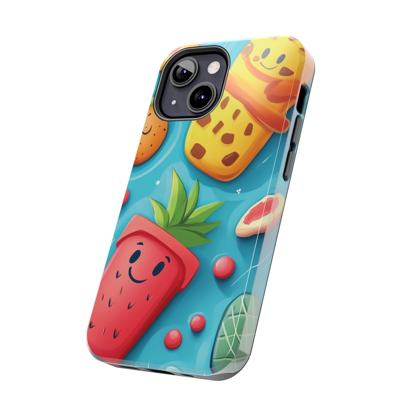 Cute Fruit Phone Case with Cartoon Design, Tough iPhone Cover, Fun Smartphone Accessory, Gift for Kids, Summer Vibes, Quirky Tech Decor