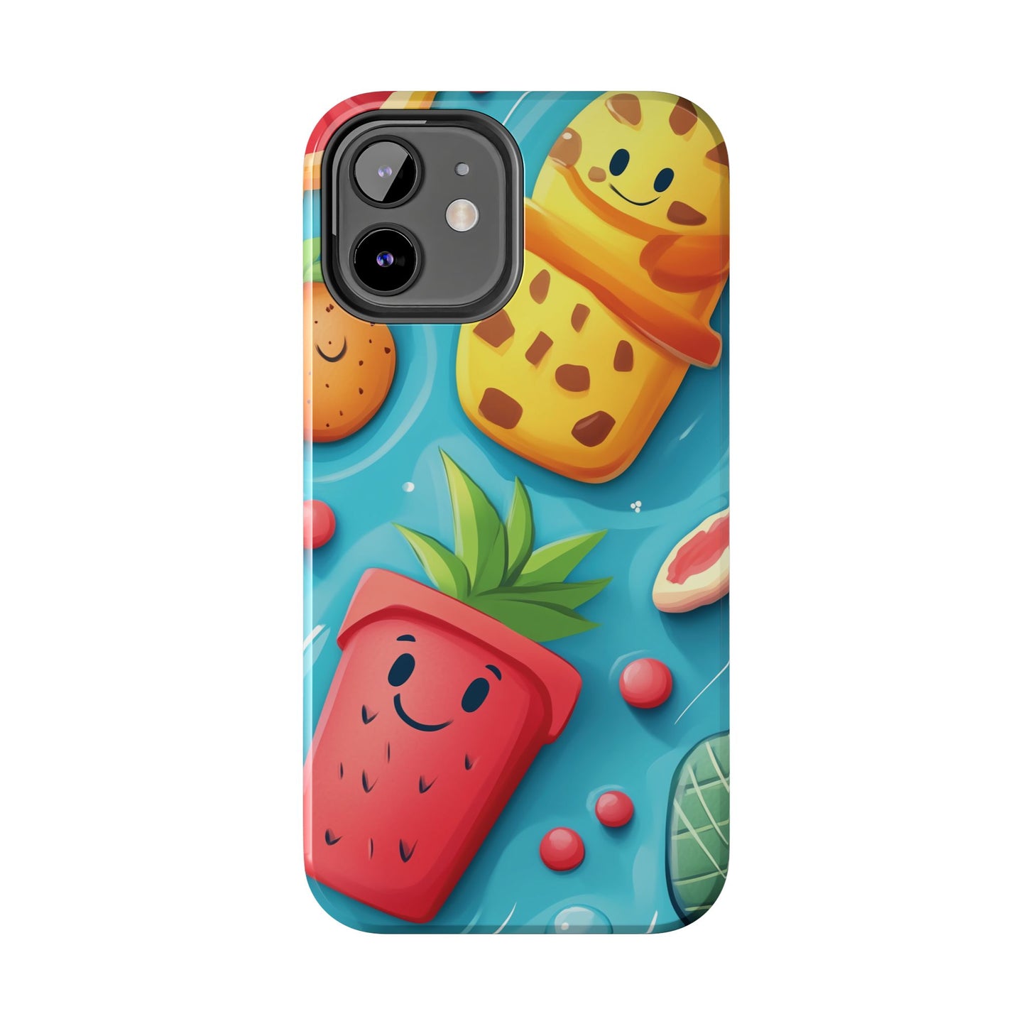 Cute Fruit Phone Case with Cartoon Design, Tough iPhone Cover, Fun Smartphone Accessory, Gift for Kids, Summer Vibes, Quirky Tech Decor