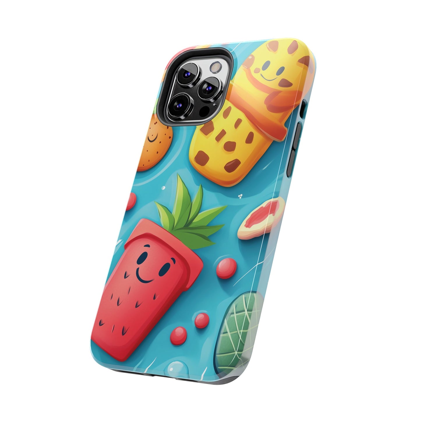 Cute Fruit Phone Case with Cartoon Design, Tough iPhone Cover, Fun Smartphone Accessory, Gift for Kids, Summer Vibes, Quirky Tech Decor