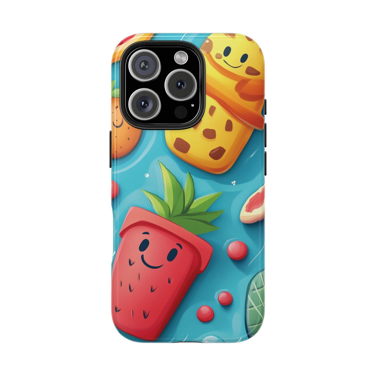 Cute Fruit Phone Case with Cartoon Design, Tough iPhone Cover, Fun Smartphone Accessory, Gift for Kids, Summer Vibes, Quirky Tech Decor