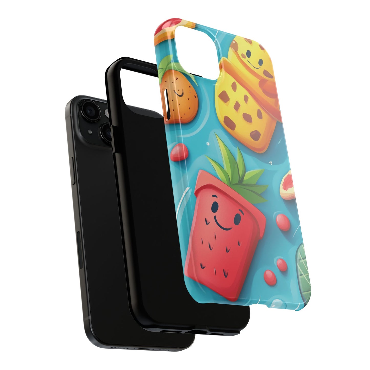 Cute Fruit Phone Case with Cartoon Design, Tough iPhone Cover, Fun Smartphone Accessory, Gift for Kids, Summer Vibes, Quirky Tech Decor