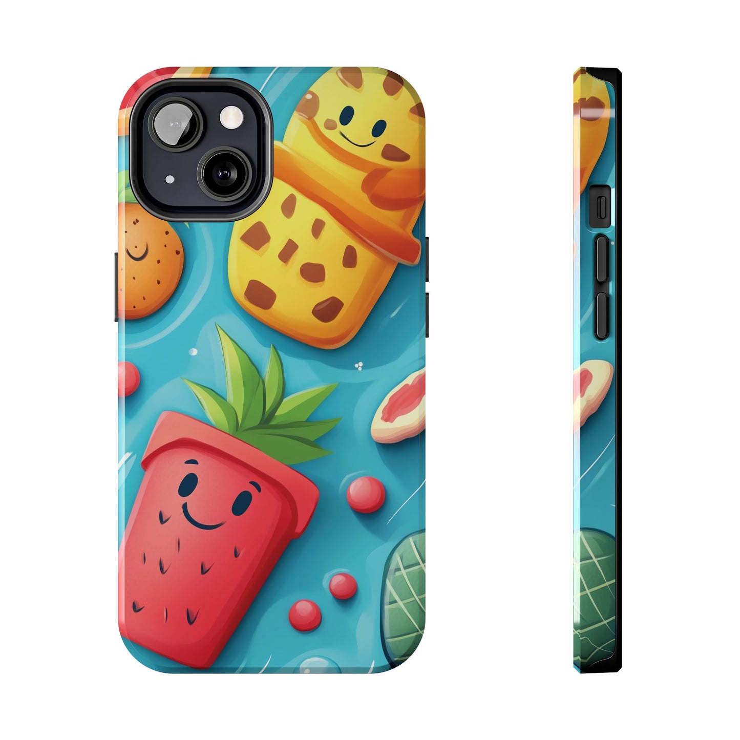 Cute Fruit Phone Case with Cartoon Design, Tough iPhone Cover, Fun Smartphone Accessory, Gift for Kids, Summer Vibes, Quirky Tech Decor