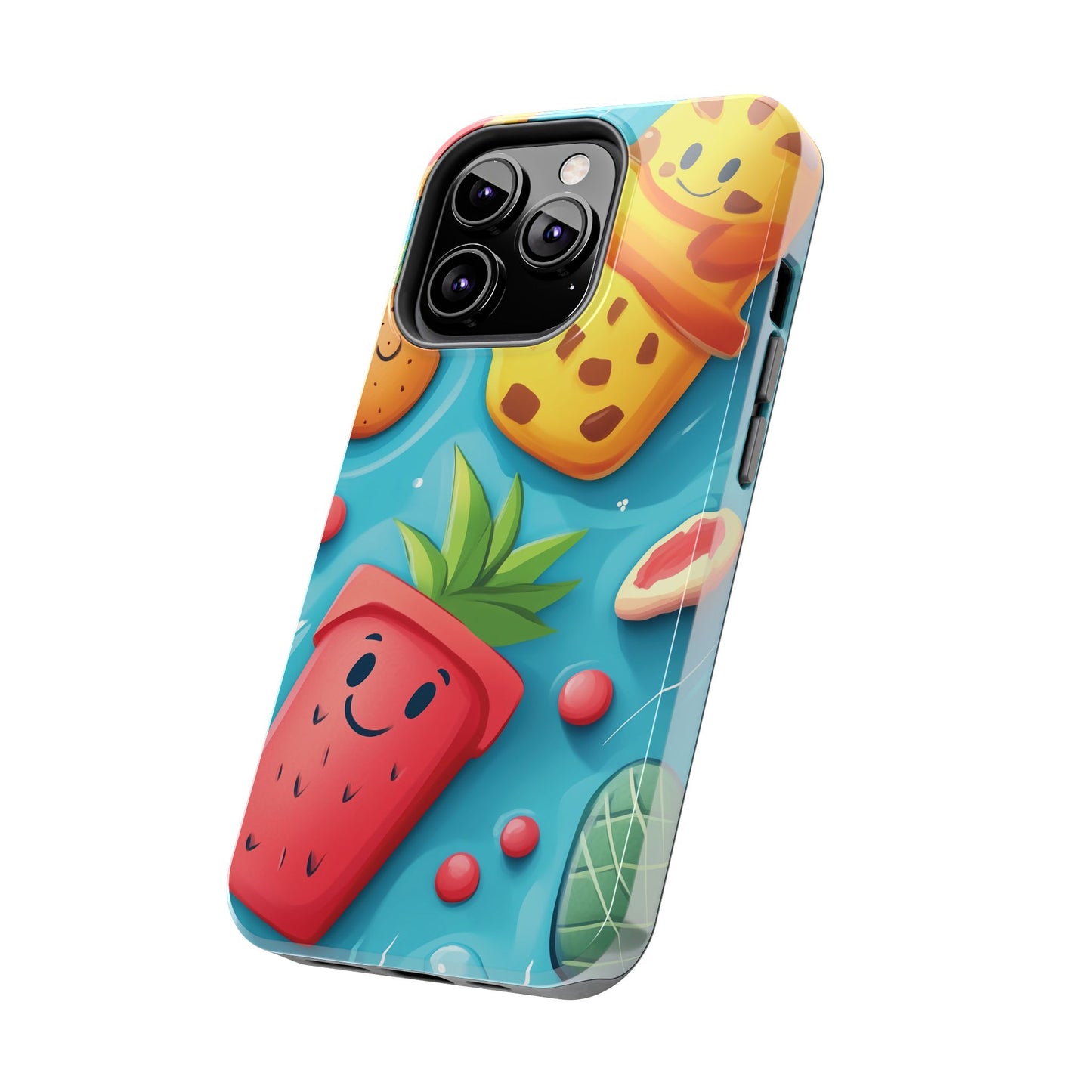 Cute Fruit Phone Case with Cartoon Design, Tough iPhone Cover, Fun Smartphone Accessory, Gift for Kids, Summer Vibes, Quirky Tech Decor