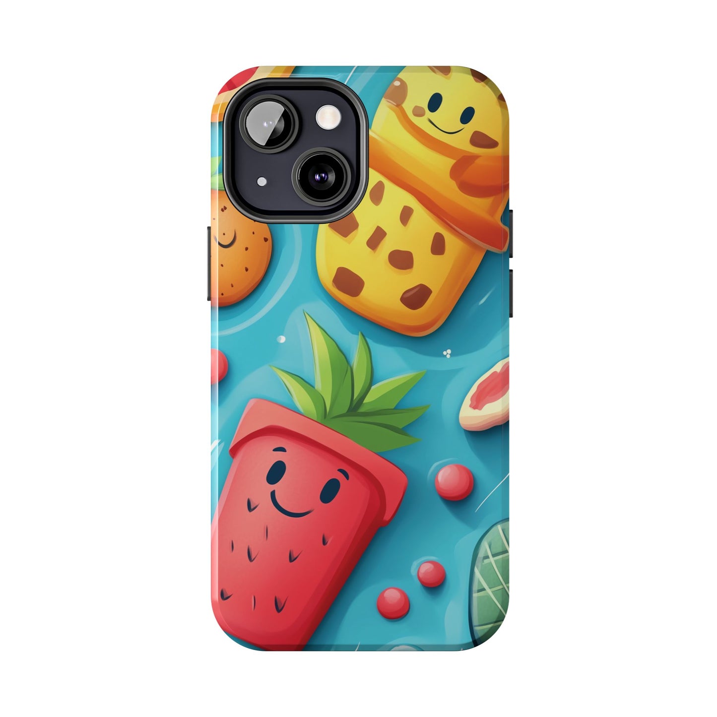 Cute Fruit Phone Case with Cartoon Design, Tough iPhone Cover, Fun Smartphone Accessory, Gift for Kids, Summer Vibes, Quirky Tech Decor