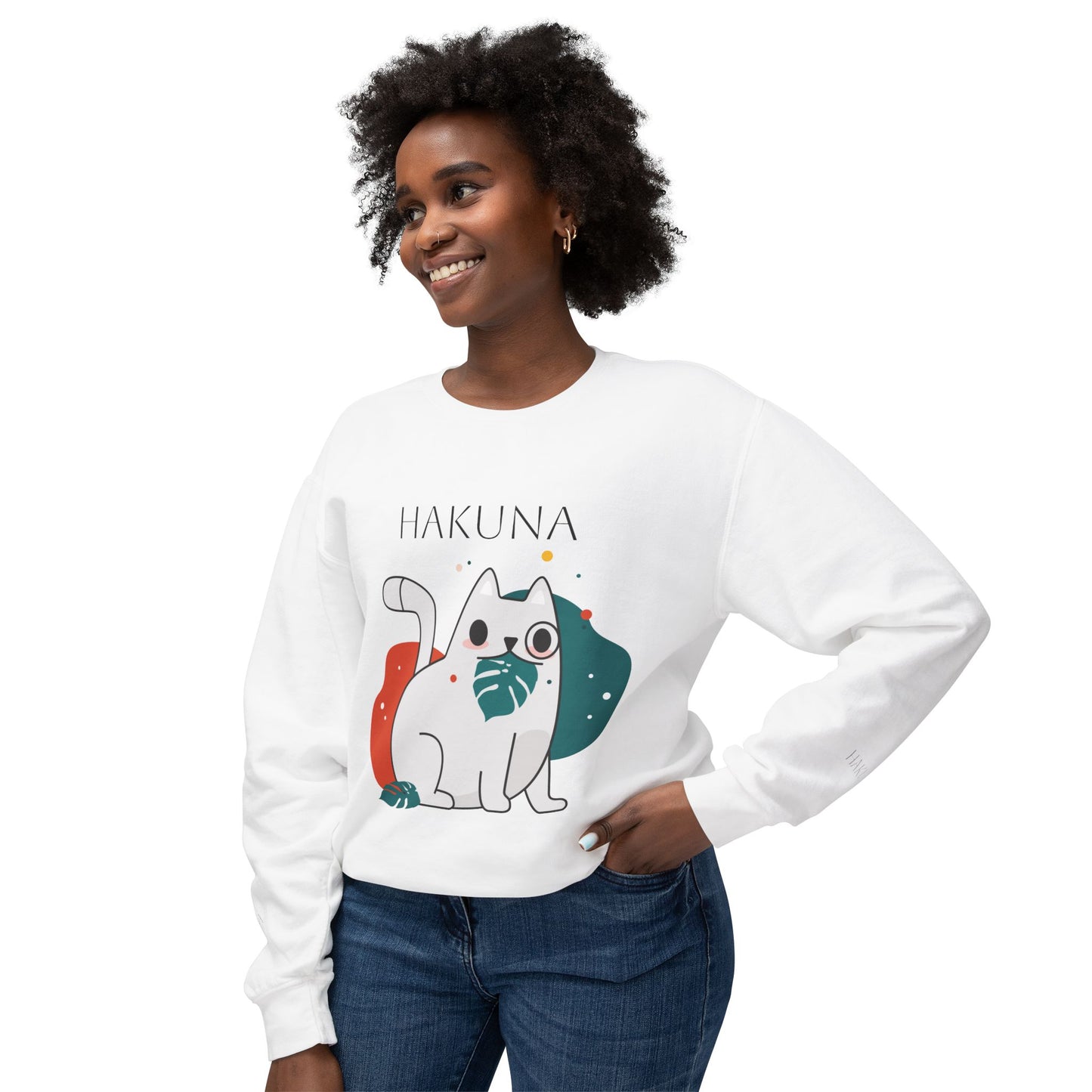 Hakuna Matata Cat Sweatshirt, Unisex Crewneck Pullover, Lightweight Casual Top, Funny Cat Gift, Perfect for Pet Lovers