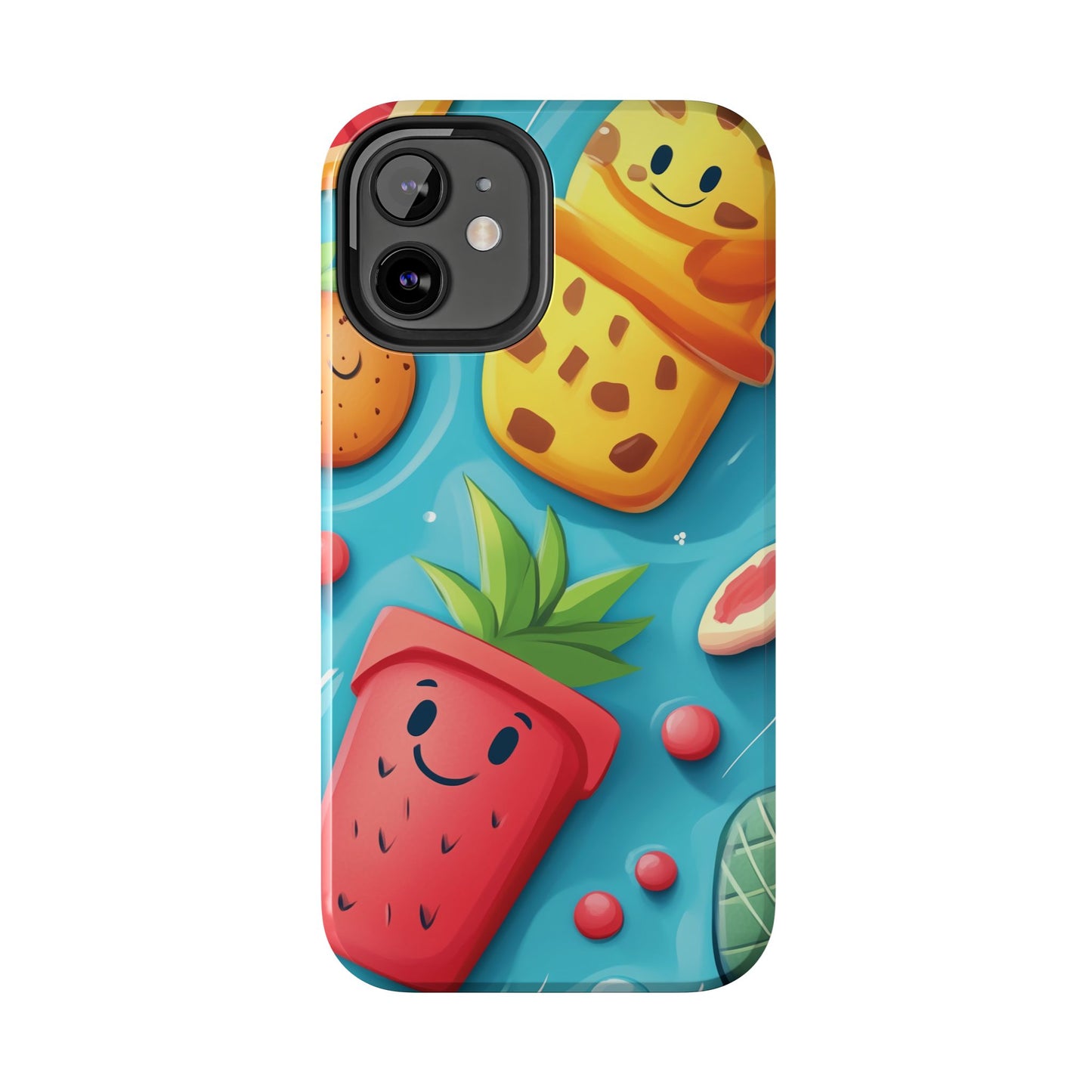 Cute Fruit Phone Case with Cartoon Design, Tough iPhone Cover, Fun Smartphone Accessory, Gift for Kids, Summer Vibes, Quirky Tech Decor