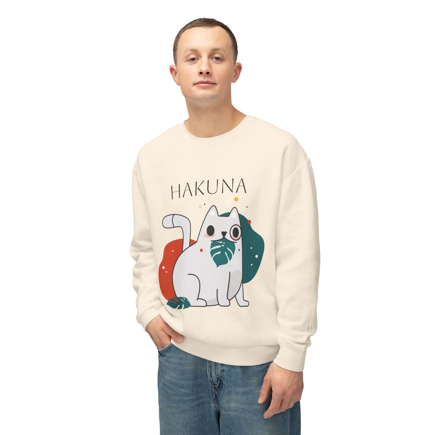 Hakuna Matata Cat Sweatshirt, Unisex Crewneck Pullover, Lightweight Casual Top, Funny Cat Gift, Perfect for Pet Lovers
