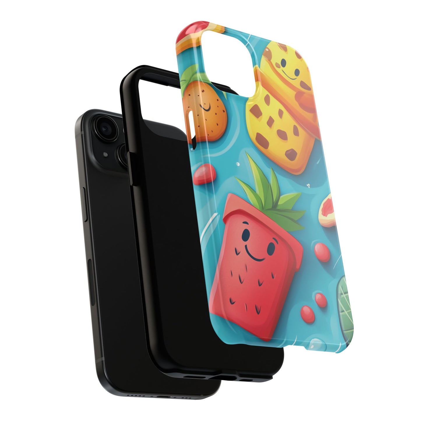 Cute Fruit Phone Case with Cartoon Design, Tough iPhone Cover, Fun Smartphone Accessory, Gift for Kids, Summer Vibes, Quirky Tech Decor