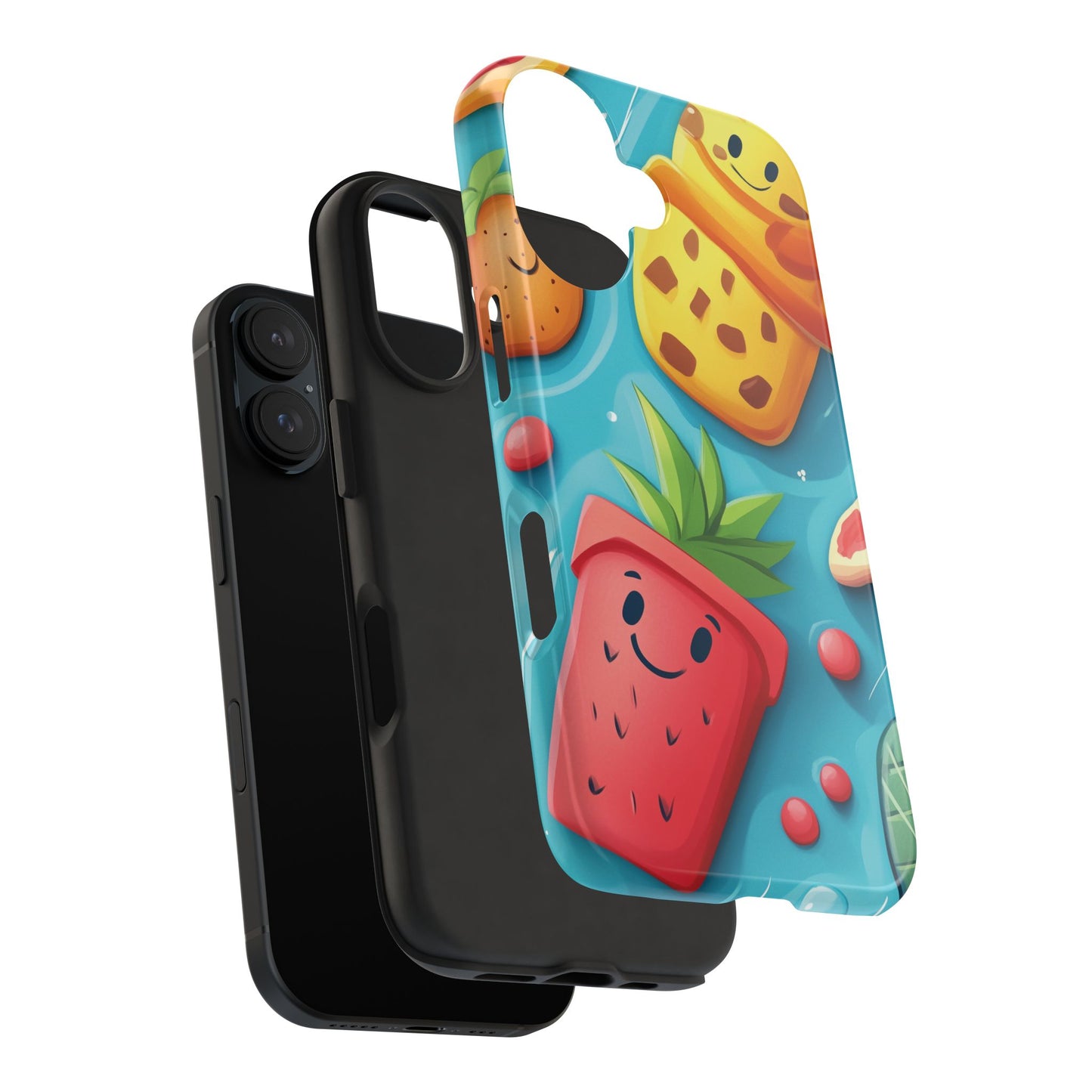 Cute Fruit Phone Case with Cartoon Design, Tough iPhone Cover, Fun Smartphone Accessory, Gift for Kids, Summer Vibes, Quirky Tech Decor