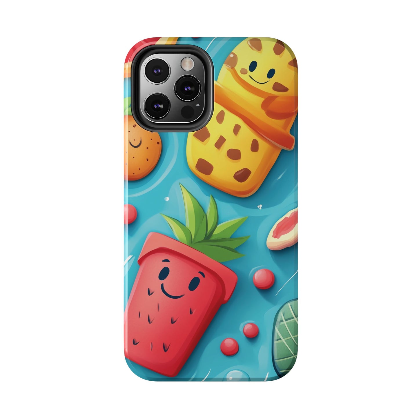 Cute Fruit Phone Case with Cartoon Design, Tough iPhone Cover, Fun Smartphone Accessory, Gift for Kids, Summer Vibes, Quirky Tech Decor