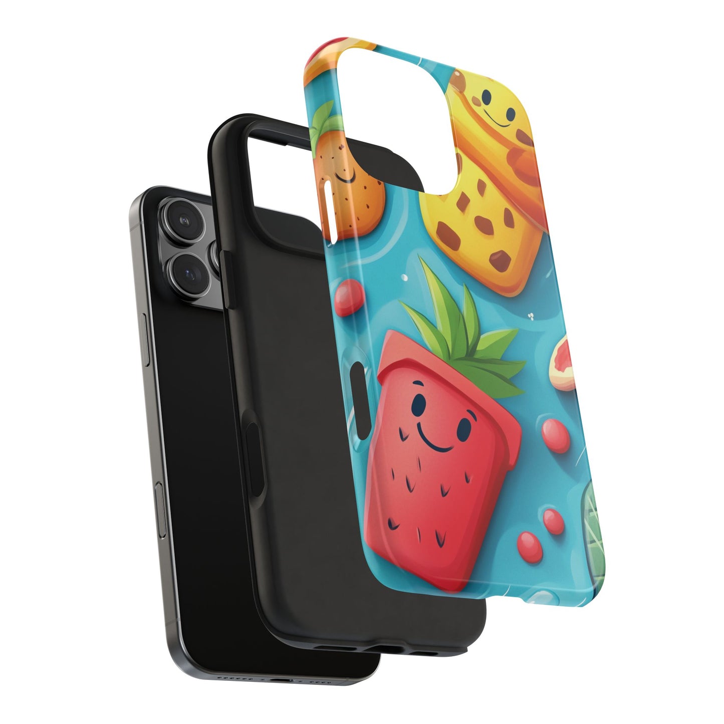 Cute Fruit Phone Case with Cartoon Design, Tough iPhone Cover, Fun Smartphone Accessory, Gift for Kids, Summer Vibes, Quirky Tech Decor