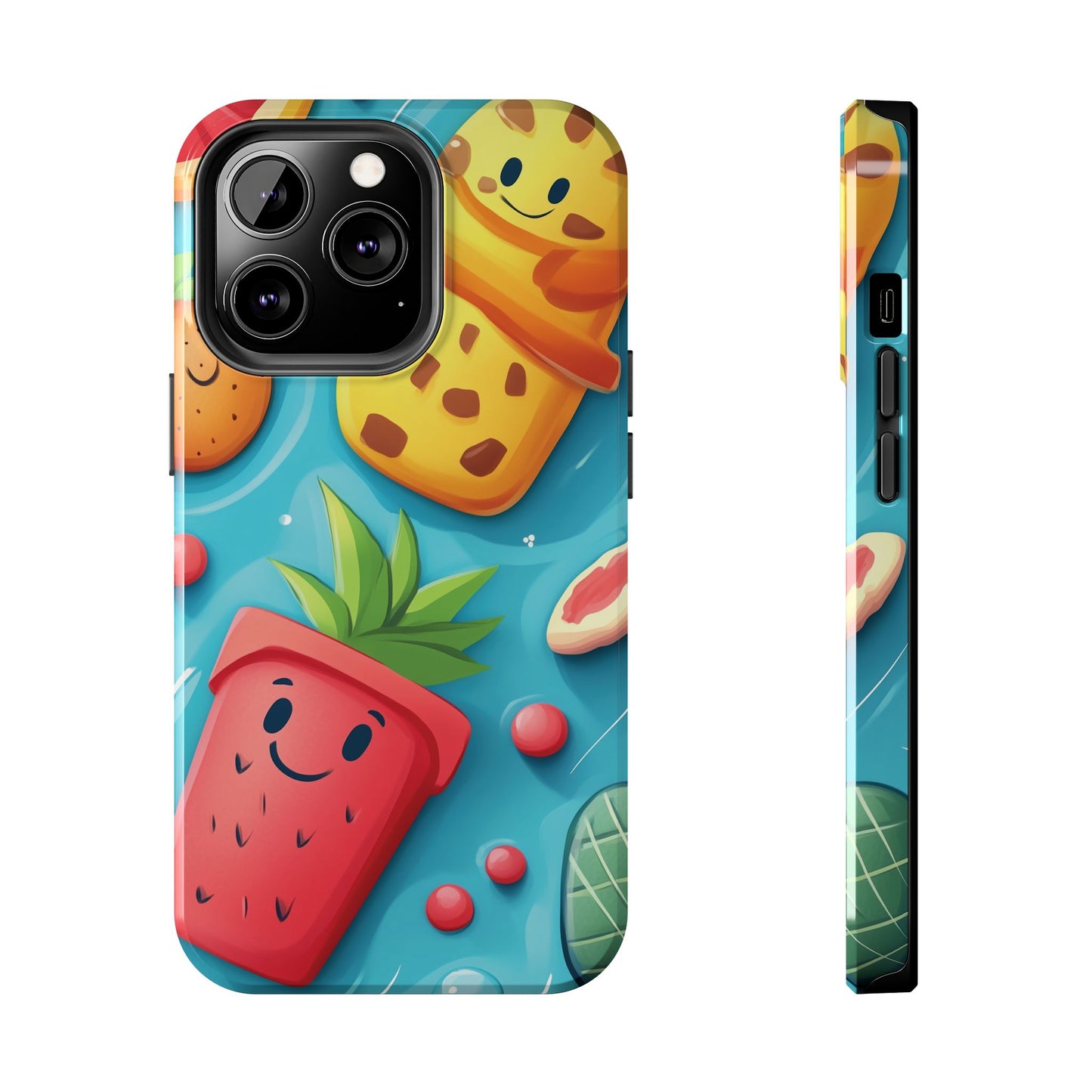 Cute Fruit Phone Case with Cartoon Design, Tough iPhone Cover, Fun Smartphone Accessory, Gift for Kids, Summer Vibes, Quirky Tech Decor