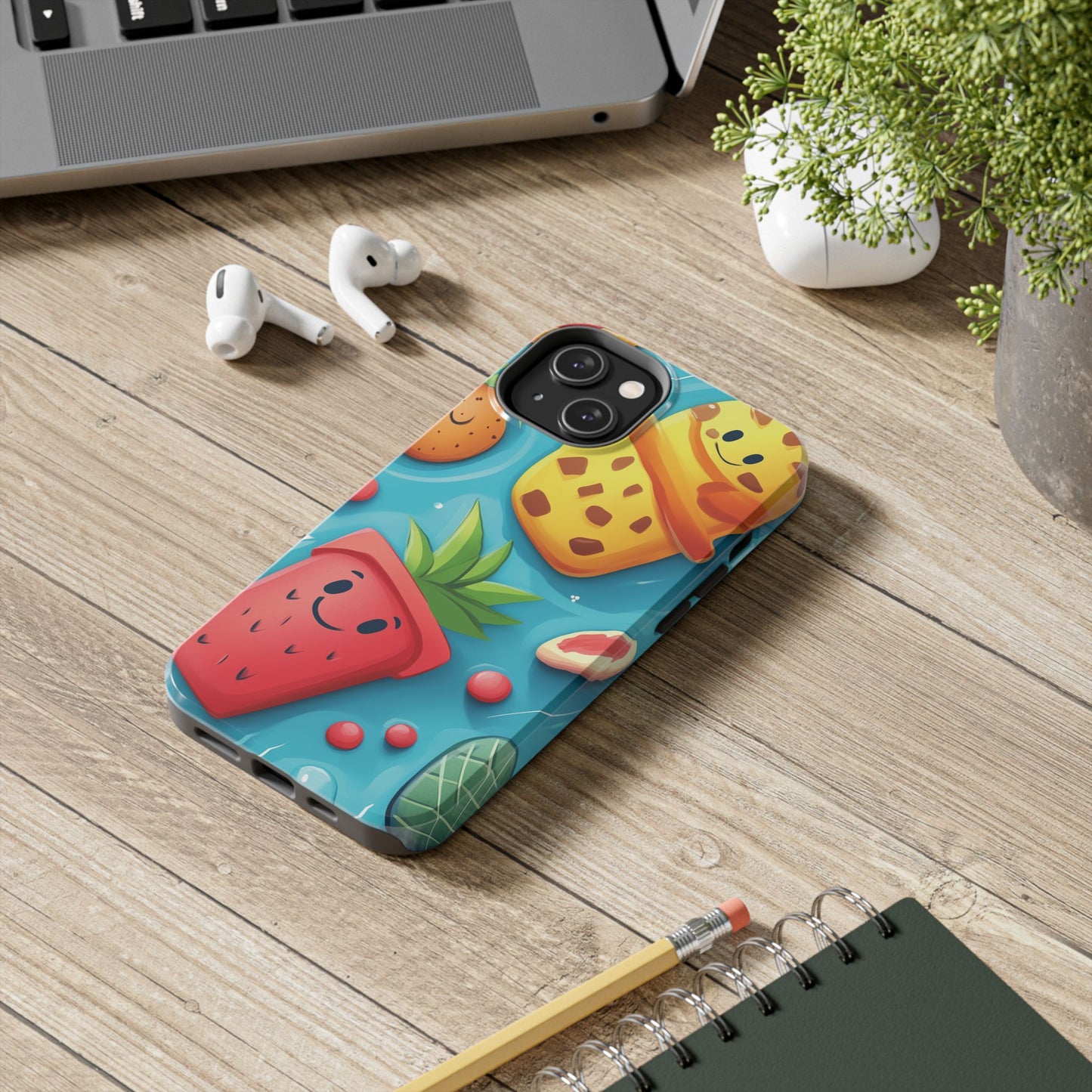 Cute Fruit Phone Case with Cartoon Design, Tough iPhone Cover, Fun Smartphone Accessory, Gift for Kids, Summer Vibes, Quirky Tech Decor
