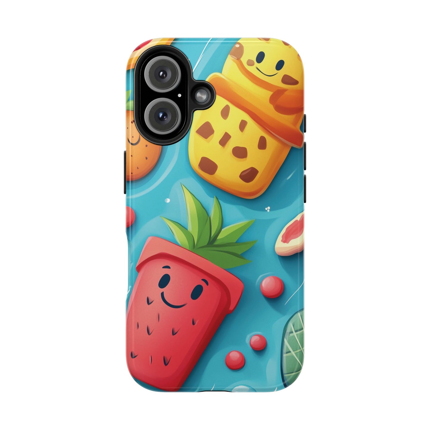 Cute Fruit Phone Case with Cartoon Design, Tough iPhone Cover, Fun Smartphone Accessory, Gift for Kids, Summer Vibes, Quirky Tech Decor