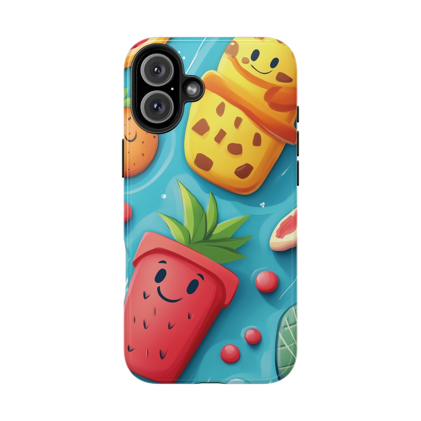 Cute Fruit Phone Case with Cartoon Design, Tough iPhone Cover, Fun Smartphone Accessory, Gift for Kids, Summer Vibes, Quirky Tech Decor