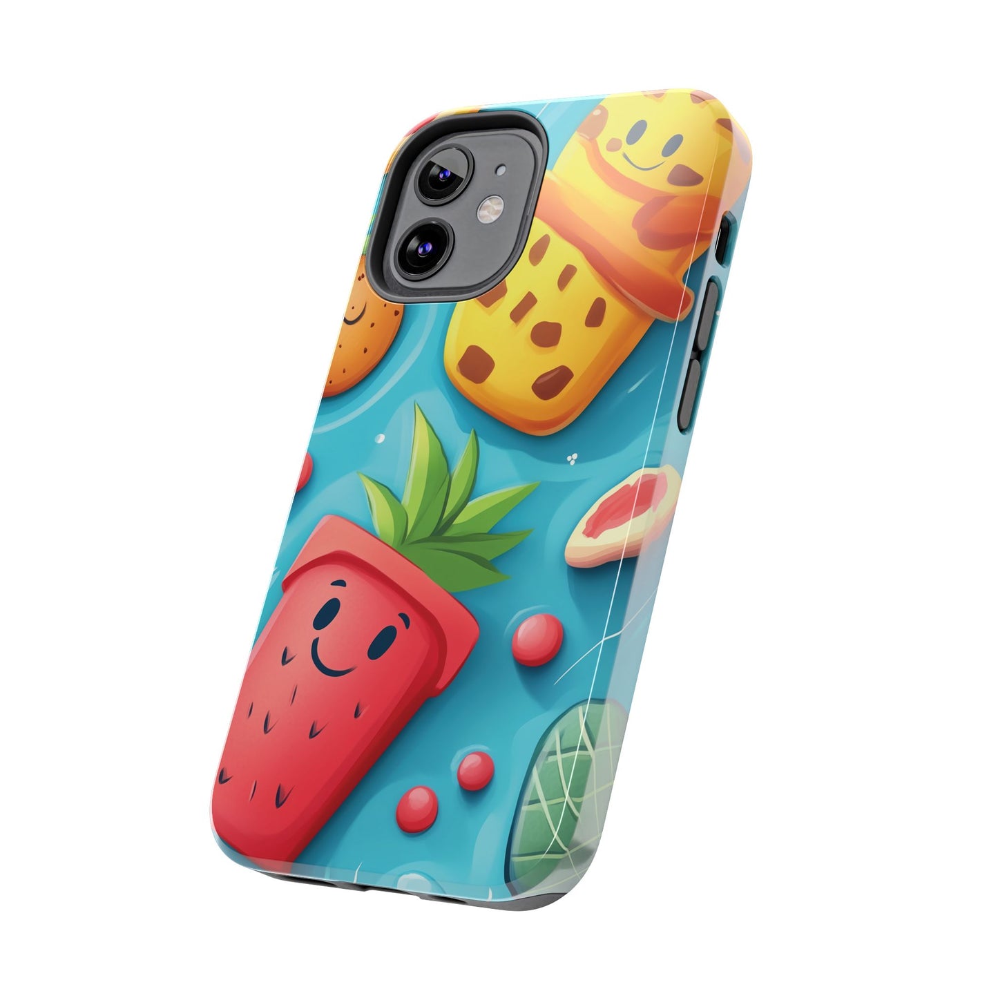 Cute Fruit Phone Case with Cartoon Design, Tough iPhone Cover, Fun Smartphone Accessory, Gift for Kids, Summer Vibes, Quirky Tech Decor