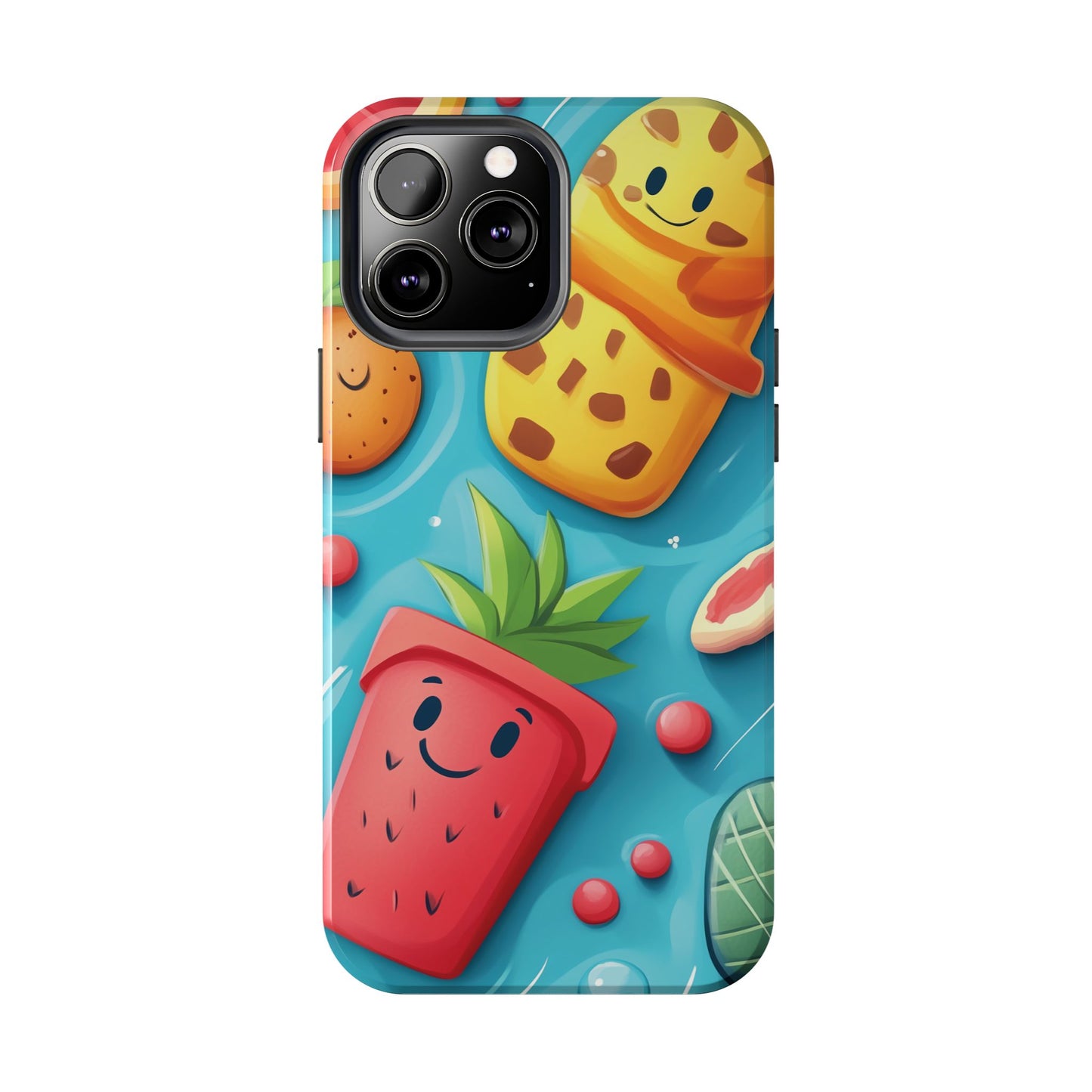 Cute Fruit Phone Case with Cartoon Design, Tough iPhone Cover, Fun Smartphone Accessory, Gift for Kids, Summer Vibes, Quirky Tech Decor
