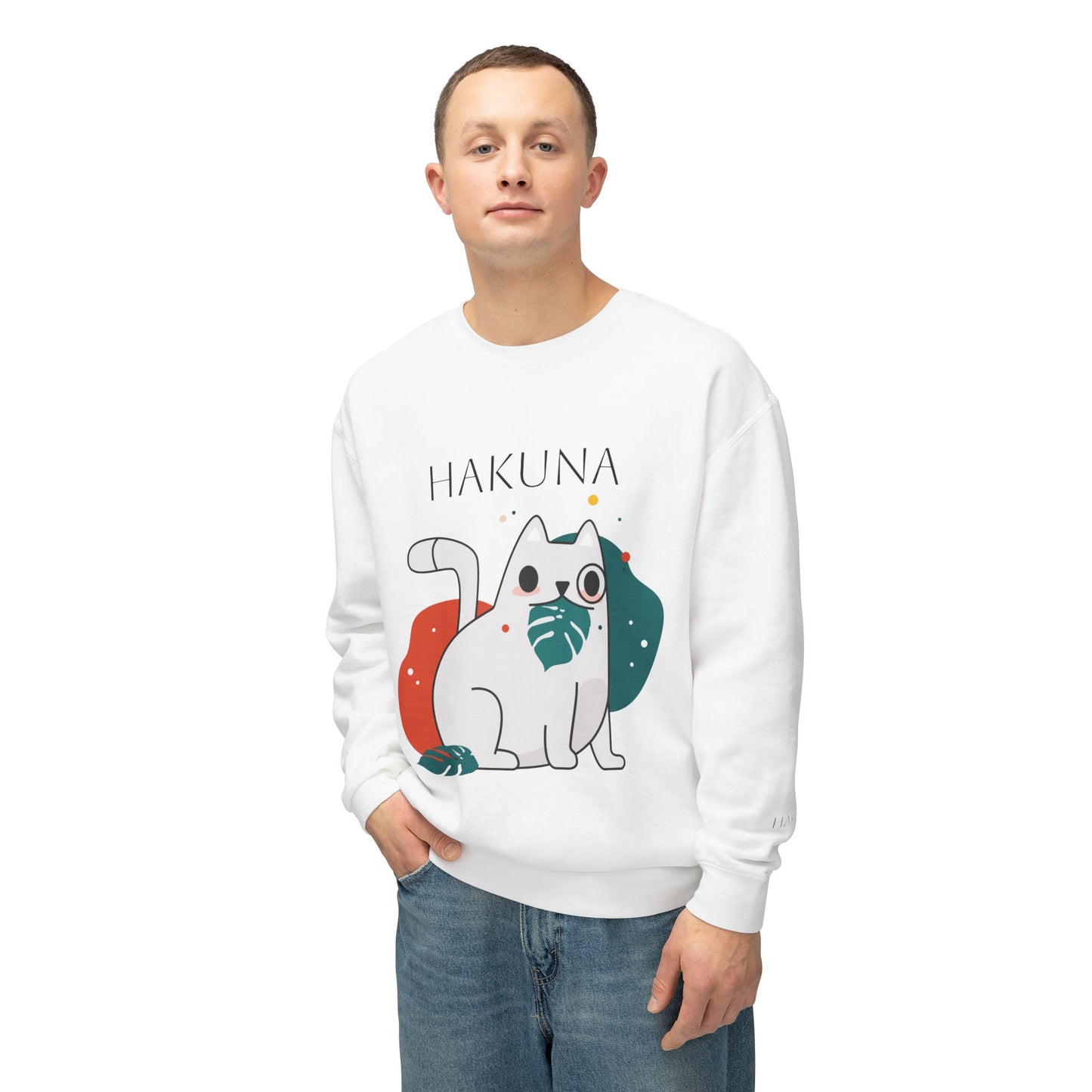 Hakuna Matata Cat Sweatshirt, Unisex Crewneck Pullover, Lightweight Casual Top, Funny Cat Gift, Perfect for Pet Lovers