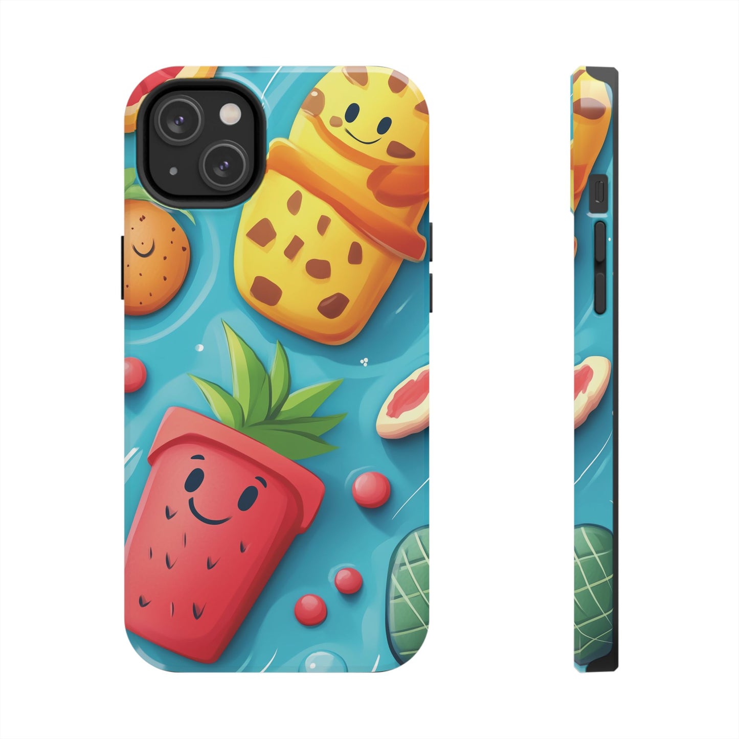 Cute Fruit Phone Case with Cartoon Design, Tough iPhone Cover, Fun Smartphone Accessory, Gift for Kids, Summer Vibes, Quirky Tech Decor