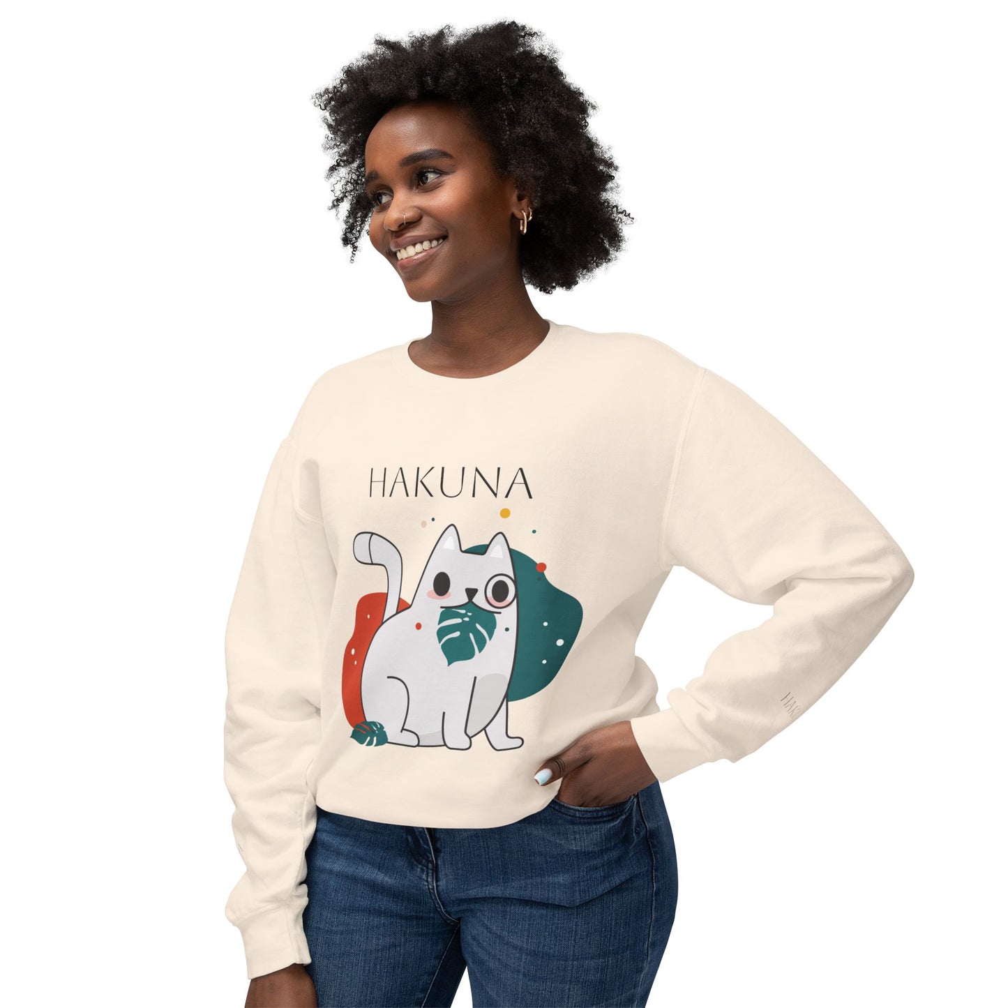 Hakuna Matata Cat Sweatshirt, Unisex Crewneck Pullover, Lightweight Casual Top, Funny Cat Gift, Perfect for Pet Lovers