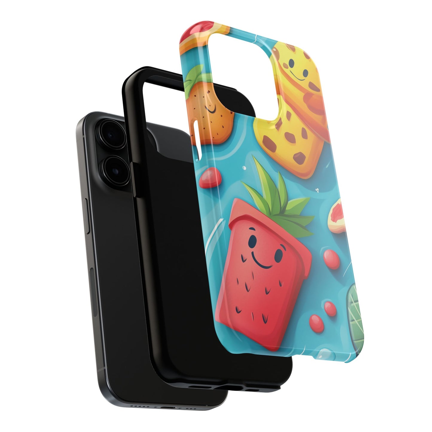 Cute Fruit Phone Case with Cartoon Design, Tough iPhone Cover, Fun Smartphone Accessory, Gift for Kids, Summer Vibes, Quirky Tech Decor