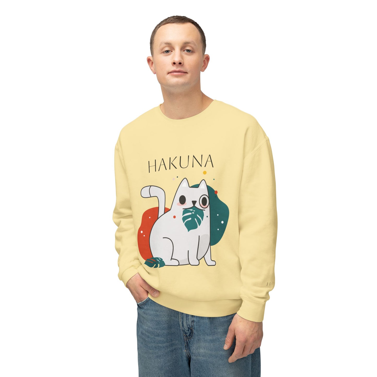 Hakuna Matata Cat Sweatshirt, Unisex Crewneck Pullover, Lightweight Casual Top, Funny Cat Gift, Perfect for Pet Lovers