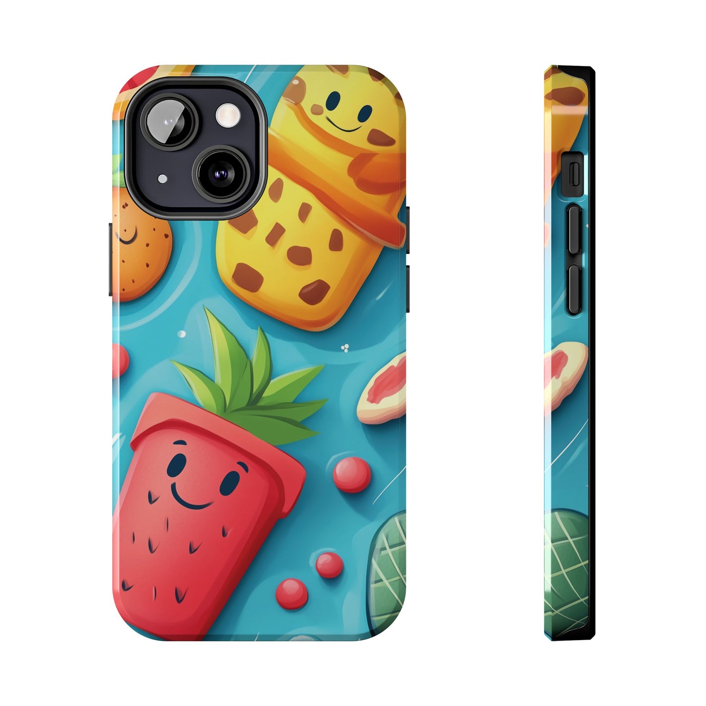 Cute Fruit Phone Case with Cartoon Design, Tough iPhone Cover, Fun Smartphone Accessory, Gift for Kids, Summer Vibes, Quirky Tech Decor