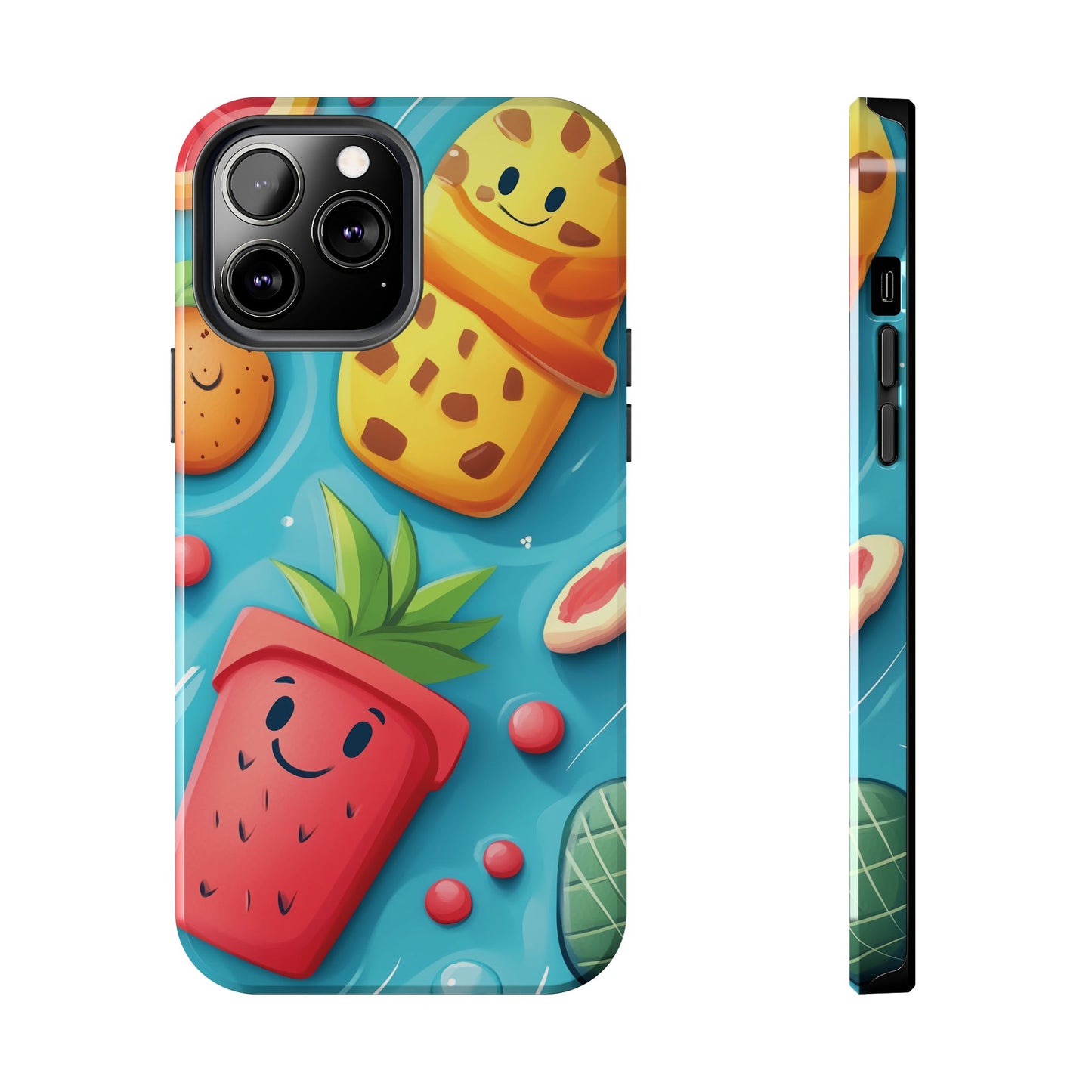 Cute Fruit Phone Case with Cartoon Design, Tough iPhone Cover, Fun Smartphone Accessory, Gift for Kids, Summer Vibes, Quirky Tech Decor