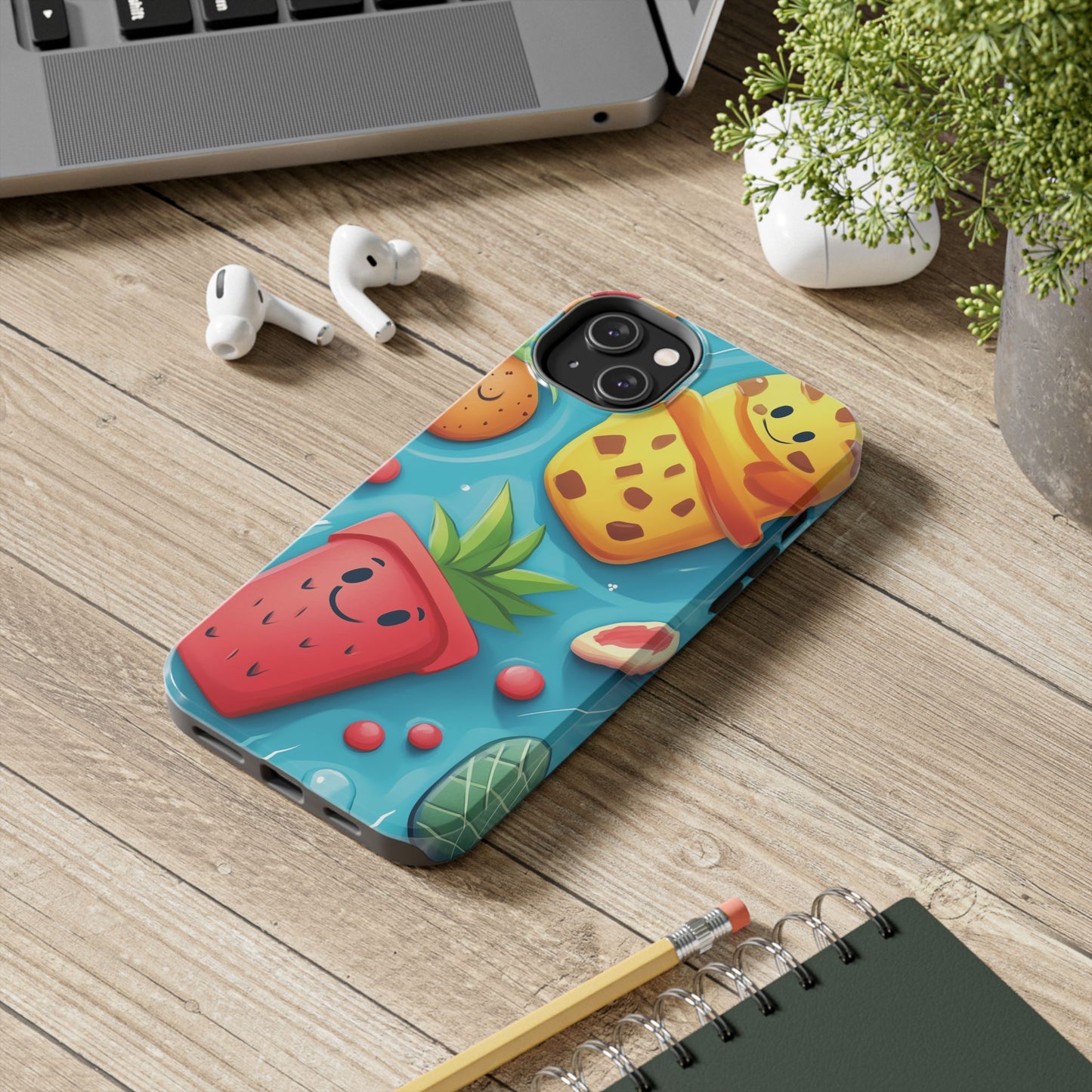 Cute Fruit Phone Case with Cartoon Design, Tough iPhone Cover, Fun Smartphone Accessory, Gift for Kids, Summer Vibes, Quirky Tech Decor