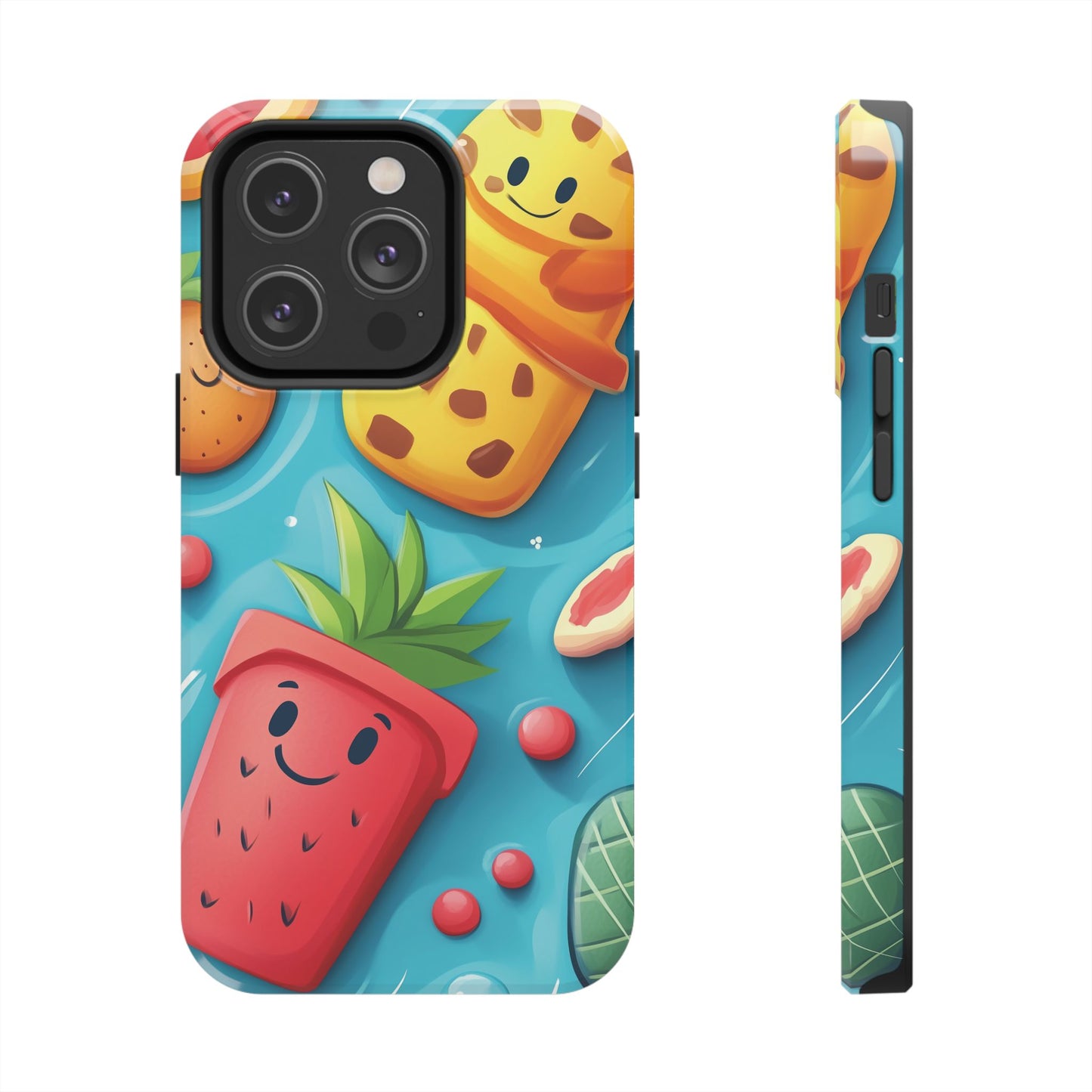 Cute Fruit Phone Case with Cartoon Design, Tough iPhone Cover, Fun Smartphone Accessory, Gift for Kids, Summer Vibes, Quirky Tech Decor
