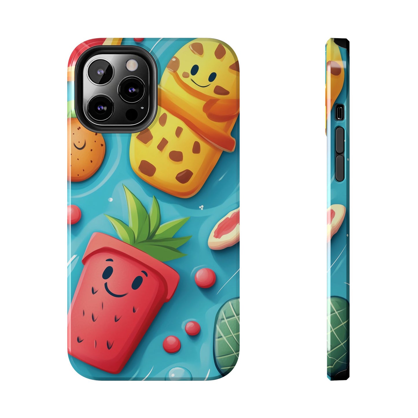 Cute Fruit Phone Case with Cartoon Design, Tough iPhone Cover, Fun Smartphone Accessory, Gift for Kids, Summer Vibes, Quirky Tech Decor