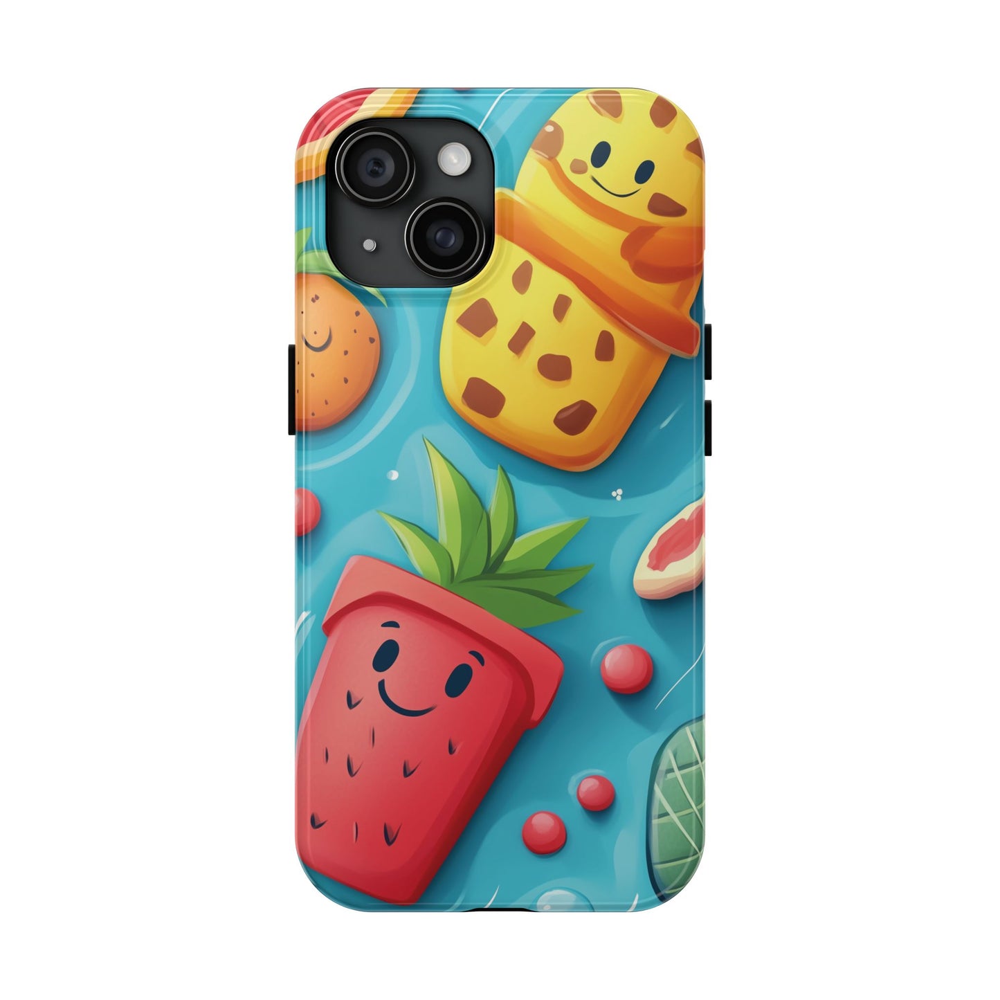 Cute Fruit Phone Case with Cartoon Design, Tough iPhone Cover, Fun Smartphone Accessory, Gift for Kids, Summer Vibes, Quirky Tech Decor