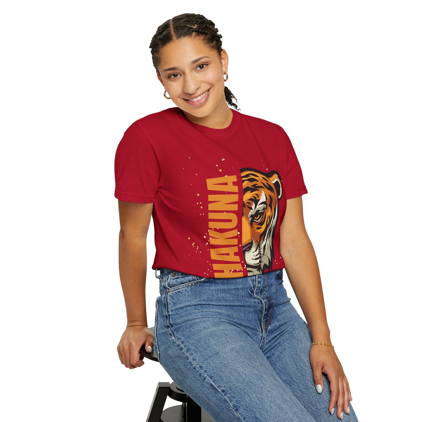 Hakuna Matata Unisex Garment-Dyed T-Shirt | Casual Wear, Tiger Graphic Tee, Gift for Animal Lovers, Eco-Friendly Shirt, Everyday Apparel
