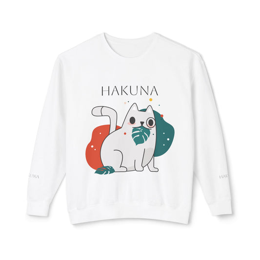 Hakuna Matata Cat Sweatshirt, Unisex Crewneck Pullover, Lightweight Casual Top, Funny Cat Gift, Perfect for Pet Lovers