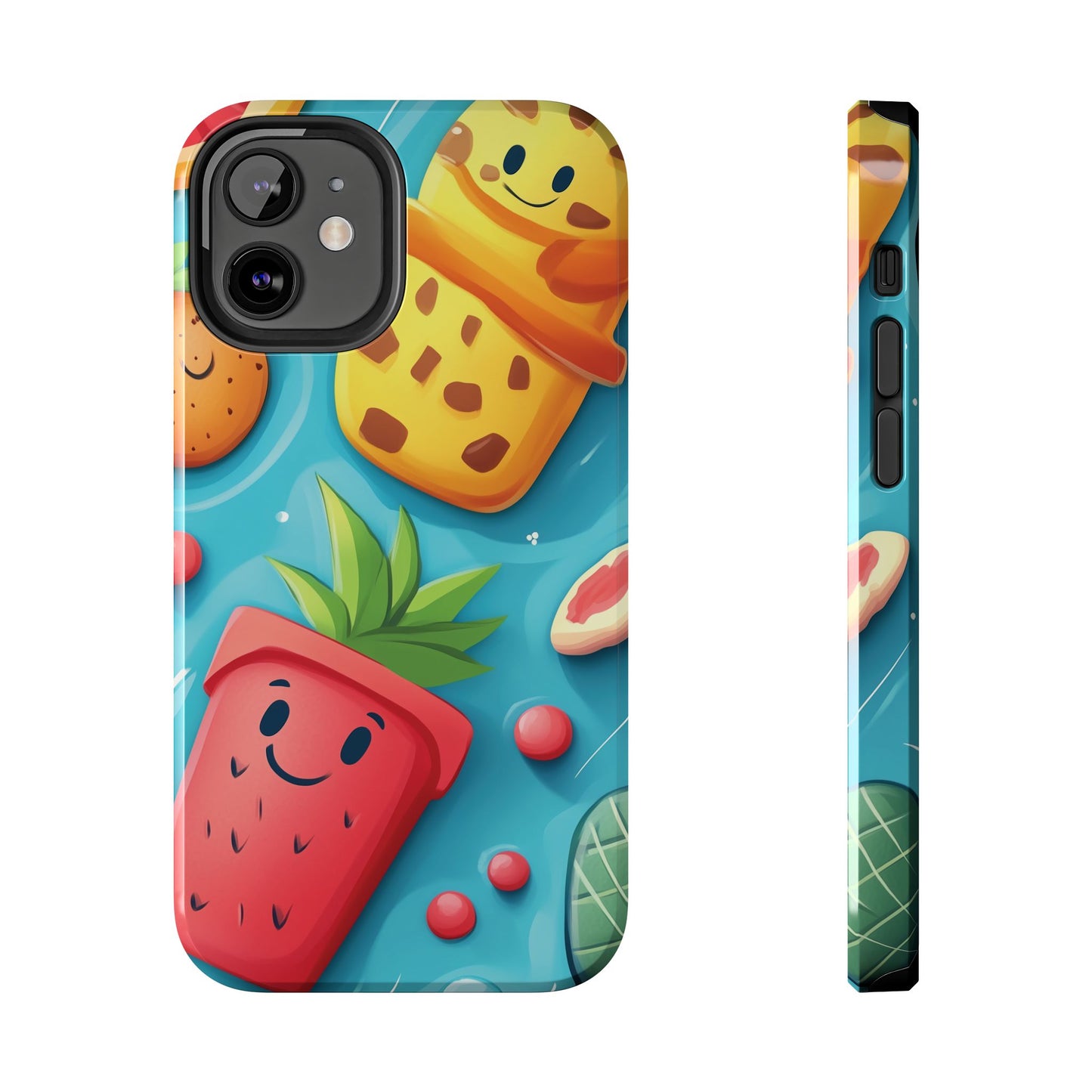 Cute Fruit Phone Case with Cartoon Design, Tough iPhone Cover, Fun Smartphone Accessory, Gift for Kids, Summer Vibes, Quirky Tech Decor