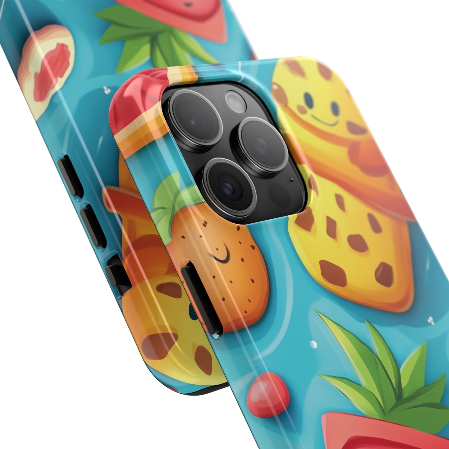 Cute Fruit Phone Case with Cartoon Design, Tough iPhone Cover, Fun Smartphone Accessory, Gift for Kids, Summer Vibes, Quirky Tech Decor