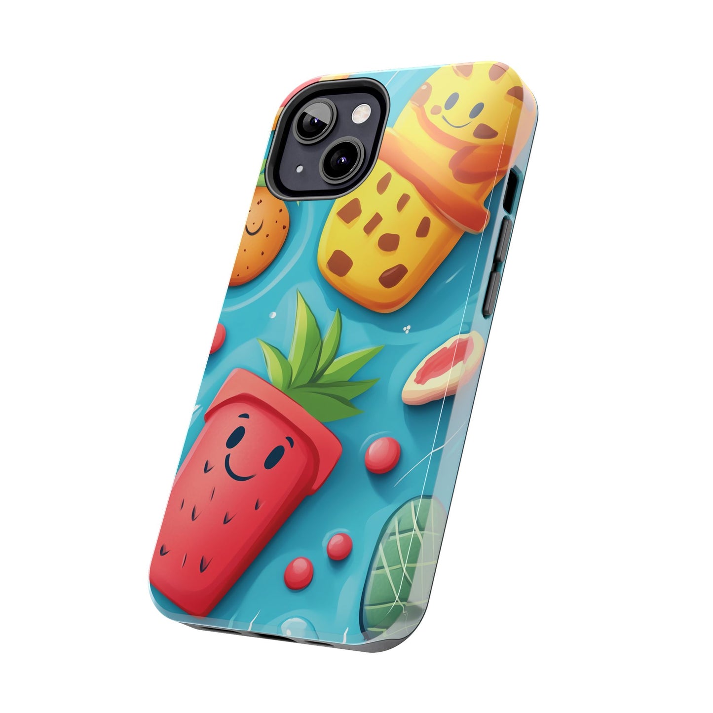 Cute Fruit Phone Case with Cartoon Design, Tough iPhone Cover, Fun Smartphone Accessory, Gift for Kids, Summer Vibes, Quirky Tech Decor