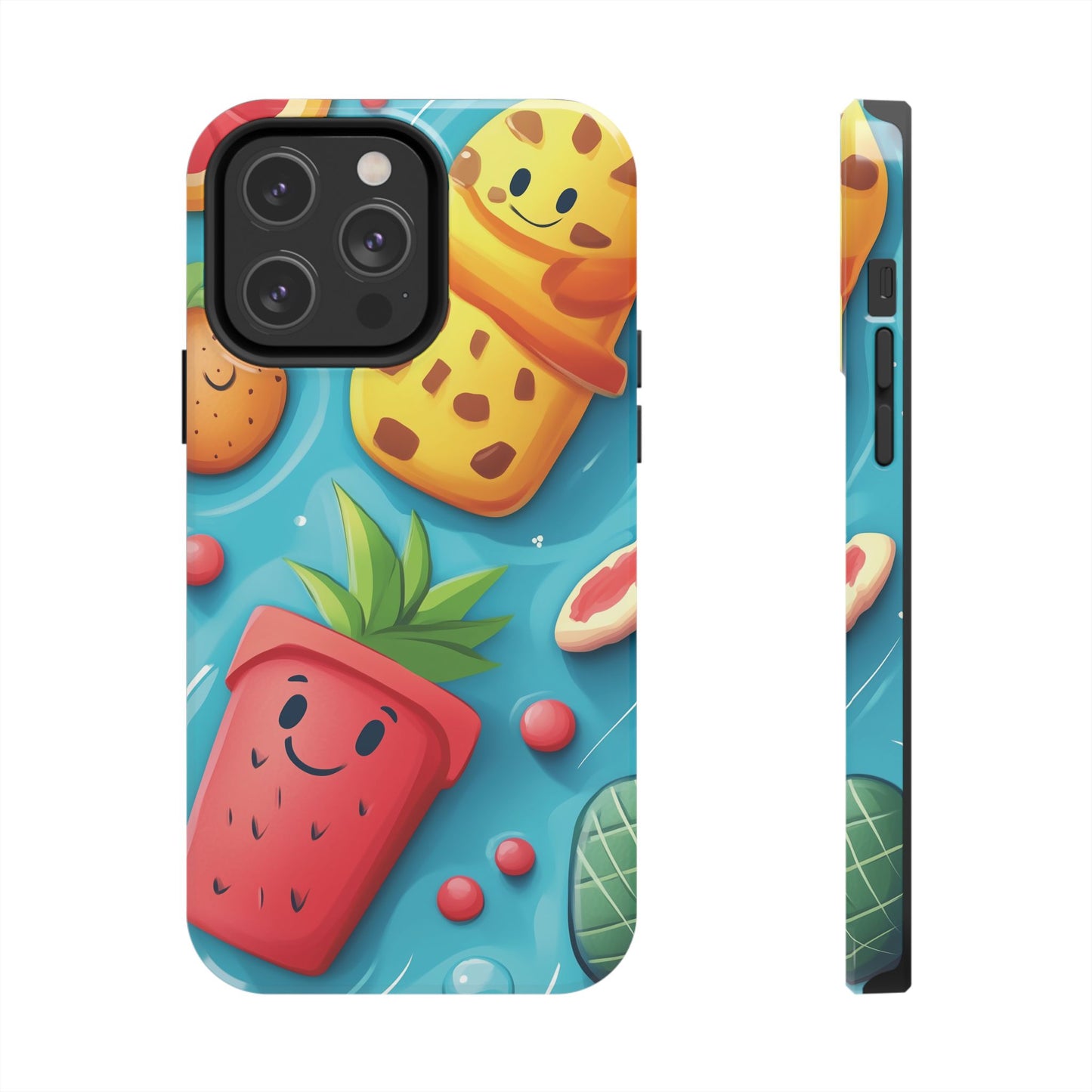 Cute Fruit Phone Case with Cartoon Design, Tough iPhone Cover, Fun Smartphone Accessory, Gift for Kids, Summer Vibes, Quirky Tech Decor