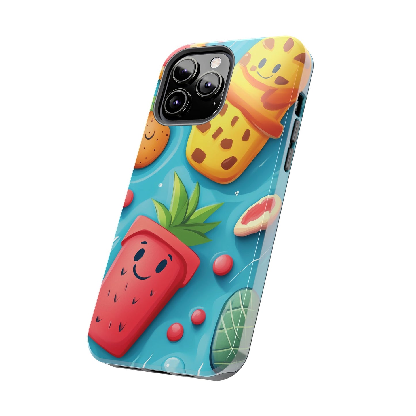 Cute Fruit Phone Case with Cartoon Design, Tough iPhone Cover, Fun Smartphone Accessory, Gift for Kids, Summer Vibes, Quirky Tech Decor