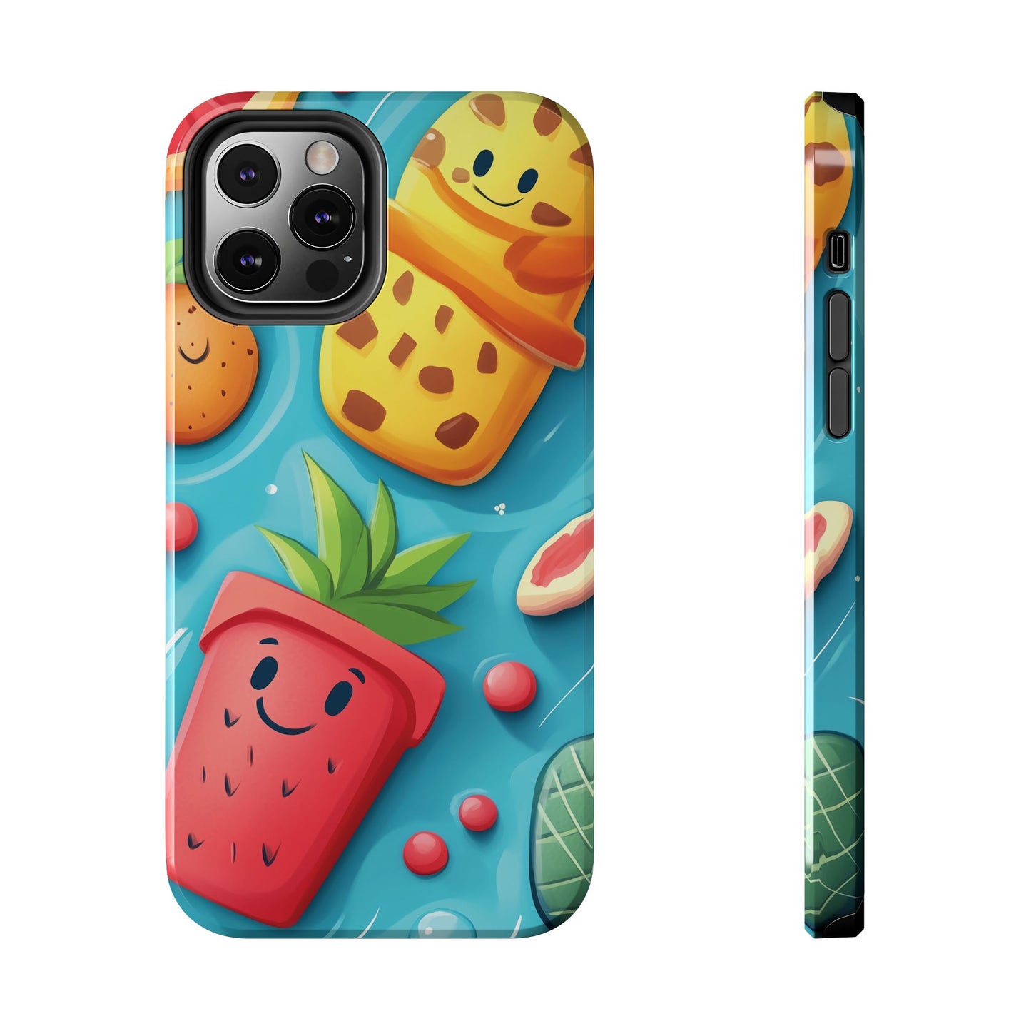 Cute Fruit Phone Case with Cartoon Design, Tough iPhone Cover, Fun Smartphone Accessory, Gift for Kids, Summer Vibes, Quirky Tech Decor