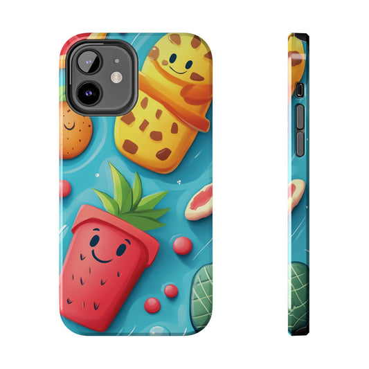 Cute Fruit Phone Case with Cartoon Design, Tough iPhone Cover, Fun Smartphone Accessory, Gift for Kids, Summer Vibes, Quirky Tech Decor