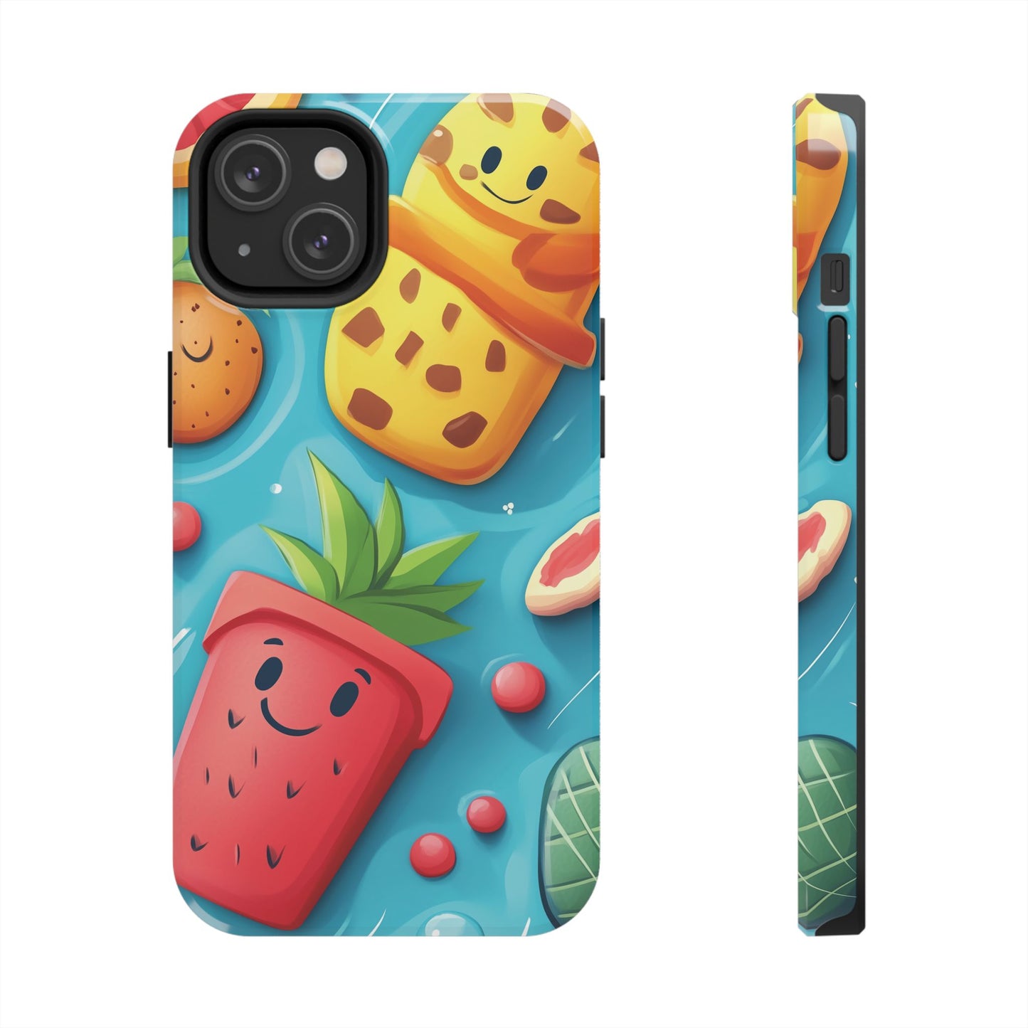 Cute Fruit Phone Case with Cartoon Design, Tough iPhone Cover, Fun Smartphone Accessory, Gift for Kids, Summer Vibes, Quirky Tech Decor