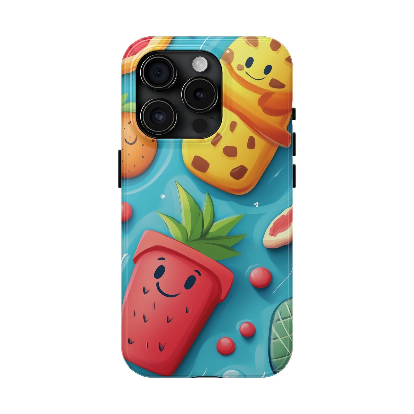 Cute Fruit Phone Case with Cartoon Design, Tough iPhone Cover, Fun Smartphone Accessory, Gift for Kids, Summer Vibes, Quirky Tech Decor