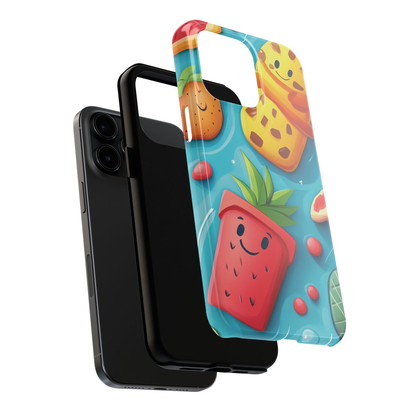 Cute Fruit Phone Case with Cartoon Design, Tough iPhone Cover, Fun Smartphone Accessory, Gift for Kids, Summer Vibes, Quirky Tech Decor