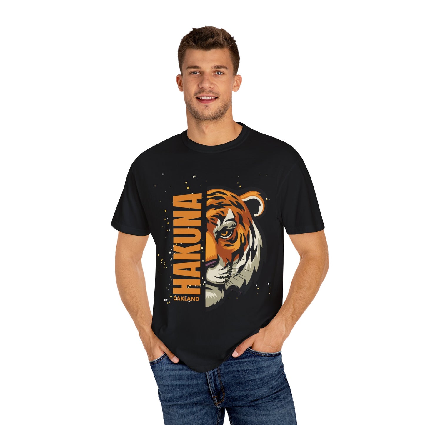 Hakuna Matata Unisex Garment-Dyed T-Shirt | Casual Wear, Tiger Graphic Tee, Gift for Animal Lovers, Eco-Friendly Shirt, Everyday Apparel